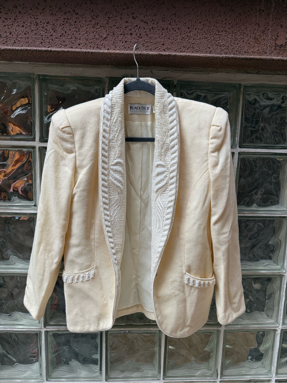 Vintage Black Tie by Oleg Cassini Beaded Blazer
